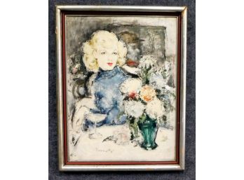 Antal JANCZEK ( XX Century) Woman With Flower Oil Painting