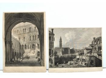 Lot 2 Engravings Views Of Venice, Ebenezer Challis & T. Turnbull