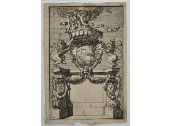 18th Century Etching - Bologna Italy Old Coat Of Arms