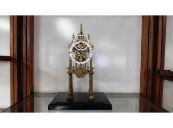 Antique Brass Cathedral Skeleton Clock