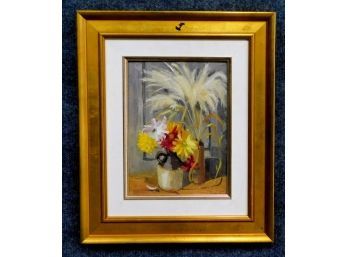Vintage Flower Still Life Signed Oil Painting