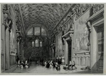 Ebenezer Challis (1806-1881) Engraving - Palace Interior, Italy