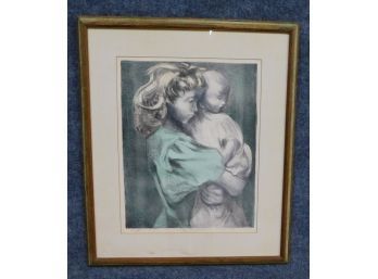 Raphael Soyer (1899 - 1987) ' Girl With Child' Original Lithograph Signed With COA