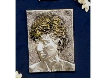 Princess Diana Sterling Silver Portrait Relief Art Plaque Italy With COA