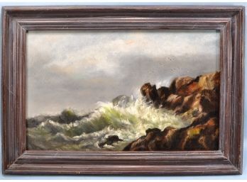 Antique Raging Sea Oil Painting- Signed