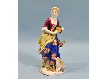 Antique German Porcelain Figurine Lady With Sheep