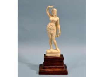 Antique Carved Figurine Of Asian Woman Dancer