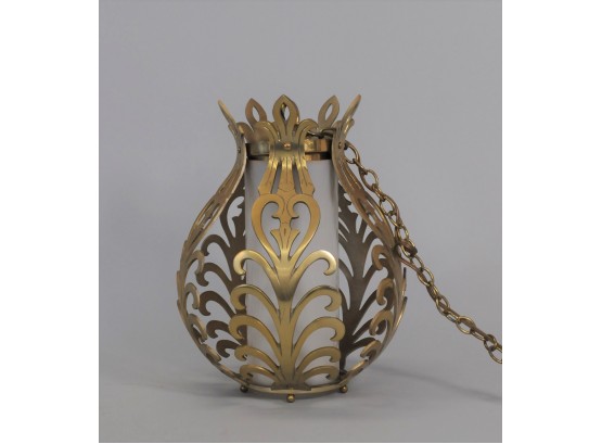 Vintage Mid Century Solid Brass  Hanging Light