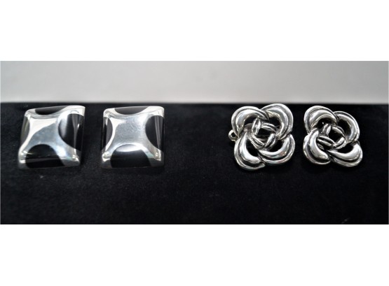2 Pairs Of Sterling Clip On Earrings