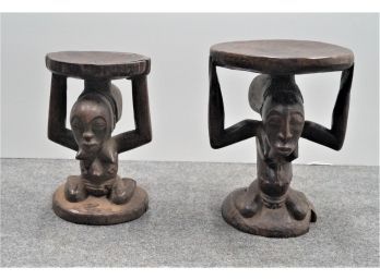 Pair Of Wooden Tribal Stools