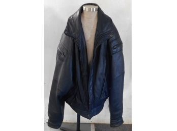 Men's Black Leather Jacket  By Midway - Size Medium