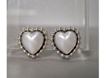 Sterling Silver Heart Shaped Clip Earrings.