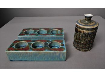 MCM Pottery Tea Light Holders & Vase