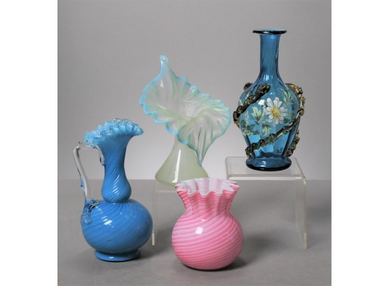 Lot Of 4 Vintage Glass Vases