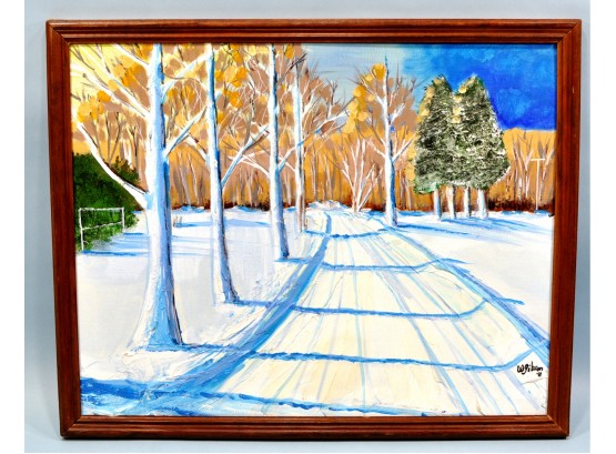 Vintage W. GIBSON Bright Snow Day Oil Painting