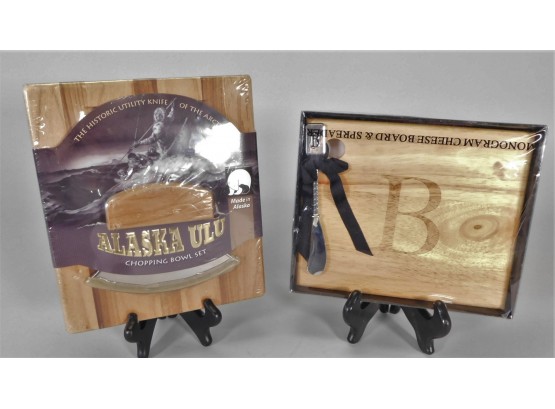Alaska Ulu Chopping Bowl Set And Monogram Cheese Board And Spreader