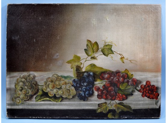 Antique C.DUNN 1897 Grapes Still Life Oil Painting