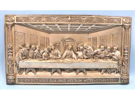 Vintage LAST SUPPER Repousse Relief Silver Plated Art - Signed