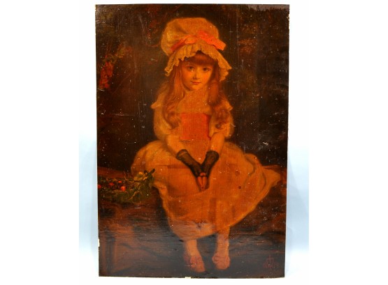 Antique Victorian Girl Artwork  On Canvas -double Sided