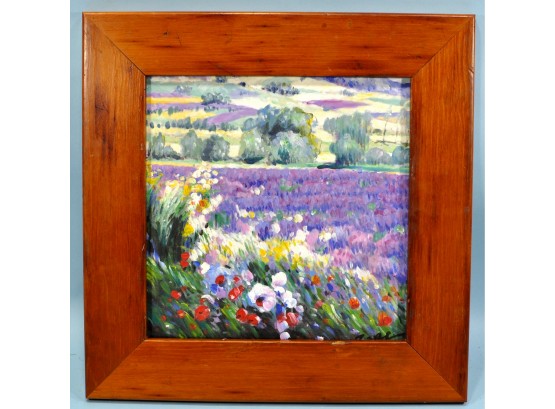 Vintage Flower Field Oil Painting- Signed