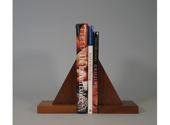 Vintage Pair Solid Walnut Bookends