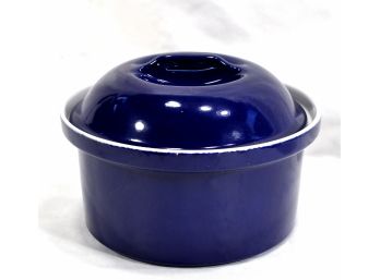 Vintage Cobalt Blue Enameled Pot