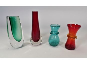 4 Handblown Vases