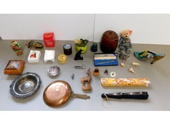 Vintage Estate Miscellaneous Items Lot - Music Box, Toys, Figurines