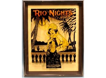 Vintage 'RIO NIGHTS' By Lucite Lines - Silhouette Picture Reverse Painting On Glass