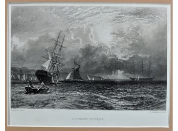Henry Dawson (British, 1811-1878) 'a Stormy Sunset' Original Engraving