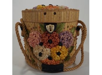Large Vintage Basket With Flowers