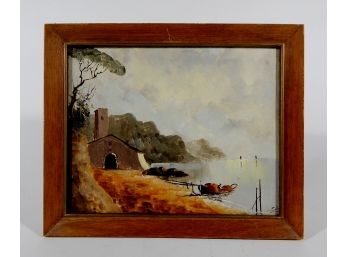 Original Vintage SCHER Oil Painting Boat On Lake