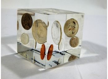 1964 Silver Coin Set In Lucite