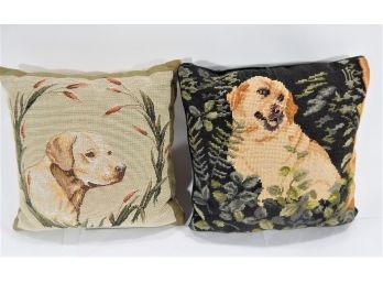 Two Vintage Pillows W/ Labrador's