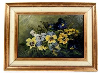 Charming Antique Oil Painting Flowers Still Life