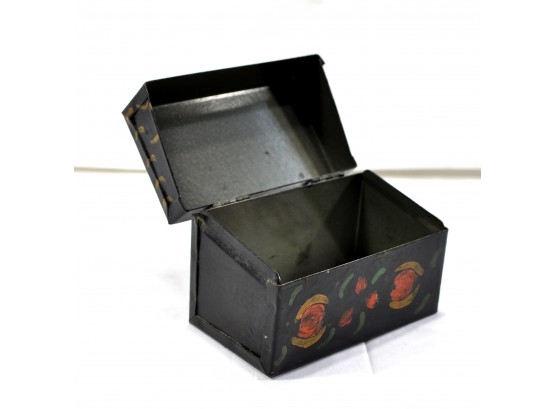 Vintage Hand Painted Tin Recipe Box