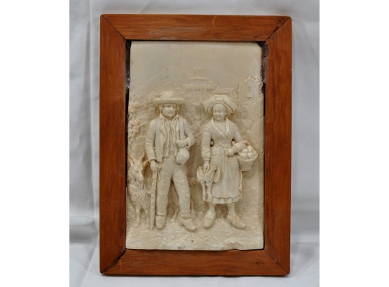 Vintage High Relief Framed Plaque Man & Woman