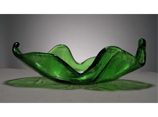 Large Green Art Glass Bowl