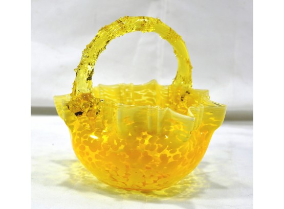 Vintage Yellow Glass Candy Basket