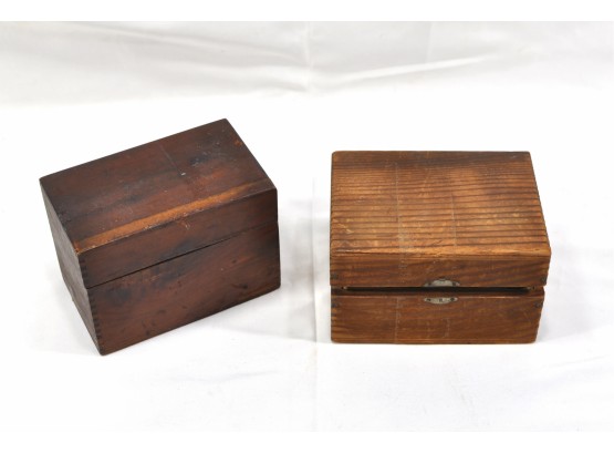 Lot 2 Vintage Wood Boxes One With Old Keys