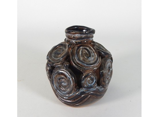 Vintage Art Pottery Swirl Vase- Signed