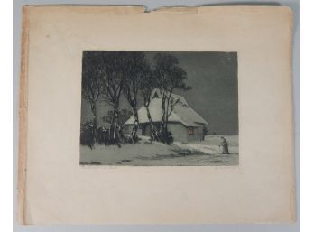 Antique German Color Etching -pencil Signed & Titled