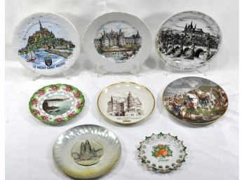 Lot Vintage Porcelain Souvenir Plates - Artist Signed