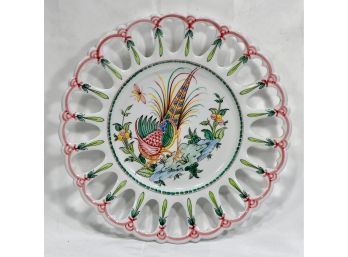 Large Vintage Portuguese Hand Painted Wall Plate - Signed