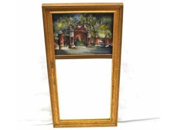 Vintage Mirror With Painted View Of Brown University Gate