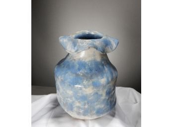 Vintage Art Pottery Flared Ruffled Vase- Signed
