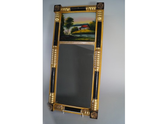 Antique Mirror With Reverse Glass Painting