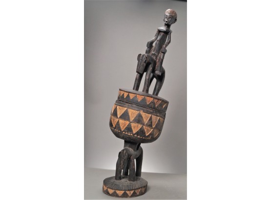 Vintage African Tribal Bowl Lidded