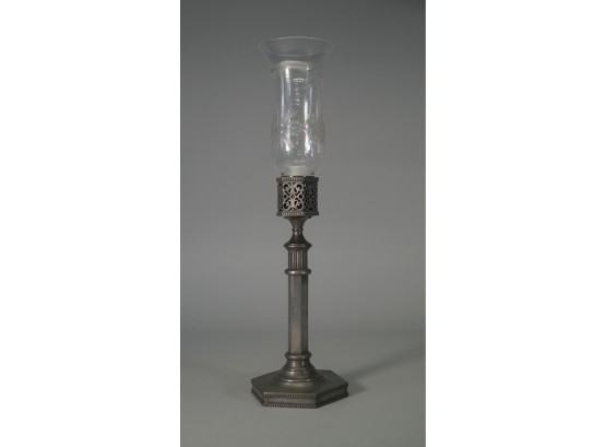 Tall Pewter Candle Holder With Etched Glass