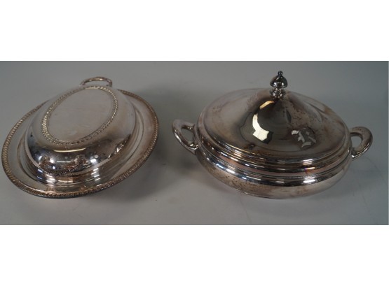 Lot Of 2 Silver Plate Covered Servingware